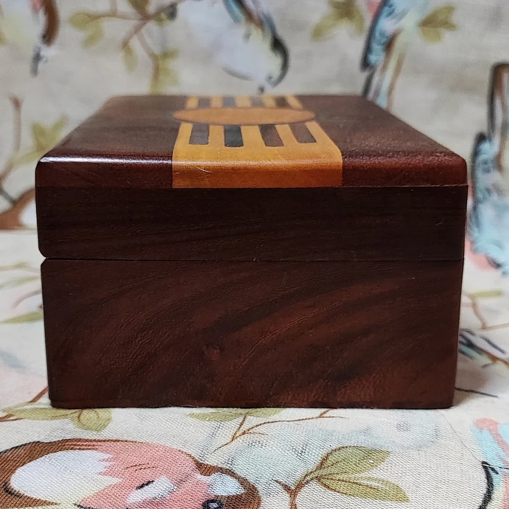 Native American Navajo Sun Wood Wooden Jewelry Craft Stash Secrets Crafted Box